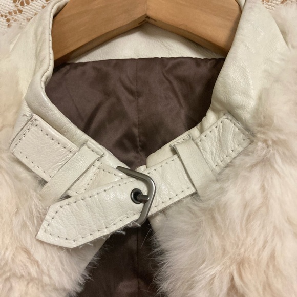 Genuine Rabbit Fur Moto Style Jacket With Leather Trim Small - Picture 3 of 11